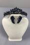 Navy Blue Leyn Bridal Henna Crown and Leaf Stone Earring Set - 4