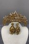Honey Color Drop 3D Bridal Henna Crown and Evening Dress Earring Set