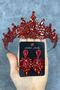 Red Tokyo Stoned Bridal Henna Crown and Shuttle Earring Set - 2