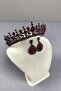 Hera Bridal Henna Crown and Drop Stone Earrings - 2