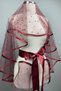 Burgundy Pearl Piping Wedding Veil Henna Face Cover - 2
