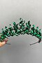 Green Subra Bridal Henna Tiara and Earrings - 3