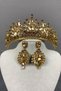 Honey Colored Pera Bridal Henna Crown and Shuttle Earring Set - 2