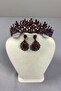 Burgundy Belur Bridal Henna Crown and Shuttle Earring Set - 2