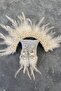 Cream Rooster Feather Crystal Beaded Bridal Henna Tiara and Earring - 3