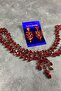 Red Sultan Frontlet Bridal Henna Hair Accessory and Earring Set - 2