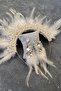 Cream Rooster Feather Crystal Beaded Bridal Henna Tiara and Earring - 4