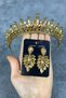 Honey Colored Pedro Stoned Bridal Henna Crown and Earring Set - 3