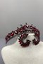 Burgundy Ade Bridal Henna Crown and Round Jewelled Earring Set - 3