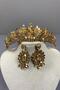 Honey Colored Belur Bridal Henna Crown and Drop Shuttle Stone Earring Set