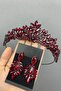 Burgundy berlin model bride henna crown and earrings - 2