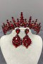Red Cooker Bridal Henna Crown and Shuttle Stone Evening Dress Earrings