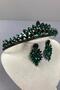 Green Leyn Bridal Henna Crown and Delicate Shuttle Embellished Earrings - 3