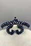 Navy Blue Ece Bridal Henna Crown and Round Jewelled Earring Set - 2