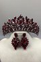 Burgundy Danver Stoned Bridal Henna Crown and Earring Set - 2