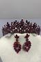 Burgundy Belur Bridal Henna Crown and Drop Earring Set