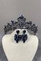 Navy Blue Melis Bridal Henna Crown and Shuttle Stone Earrings