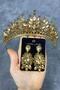 Honey Colored Rio Stoned Bridal Henna Crown and Shuttle Patterned Earrings