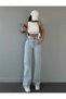 Loiss Ice Snow Blue Lycra Super High Waist Loose Jeans Palazzo Trousers. (Super High) - 3