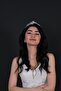 Silver Color Crystal Stone Henna, Bridal Crown and Earring Set - 6