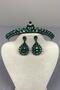 Green Ece Bridal Henna Crown and Almond Stone Earring Set - 4