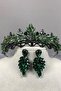Lena Crystal Bridal Henna Crown and Earring Set