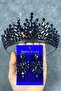 Navy Blue Rio Stoned Bridal Henna Crown and Shuttle Stone Earrings