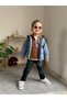 Miniğimin Cicileri Lifeis Meantto Good 4-Piece Suede Vest Hooded Jacket Set - Indigo - 4