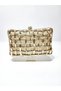 Bride-after party gold metal case women's evening shoulder bag