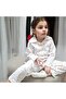 Girls' Cotton Fabric Print Shirt Collar Buttoned Long Sleeve Pajamas Set - 3