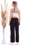20070786 Knitted Crepe Elastic Waist Wide Leg Pants Black Red - 5