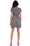 22223918 Des.Striped Ribbed Knit Double-Breasted Collar Short Sleeve Dress Black White - 6