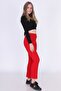 9380793 Corded Fabric Elastic Waist Long Trousers Red - 2