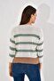 20026185 Knitwear Striped Blouse Ecru Green - 6