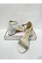 Girl's Evening Dress Shoes Cream Mother-of-Pearl Rhinestone 3 Band Graduation-Wedding Heeled Girl's Evening Dress Shoes