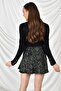 9404045 Leopard Patterned Segmented Short Skirt Khaki - 6