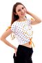 20050510 Single Jersey Smile Print Tie-Up Blouse Orange - 4