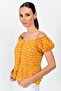 9363018 Kobe Patterned Button Front Blouse Mustard - 2