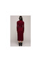 7012011   Burgundy Long Dress - Half Turtleneck, Pleated Skirt - 4