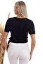 20333373   Pleated double breasted side tie short sleeve blouse black - 6