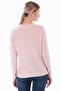 8360969 Yumoş V-Neck Bat Blouse with Pearls on the Front and Shoulders Pudra - 6