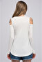 8141376 Viscose V-Neck Off-The-Shoulder Chain Detail Blouse Ekru - 4