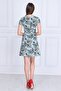 93102403 Dok.Viskon Patterned Wrap Batwing Sleeve Dress Green-Mink - 6