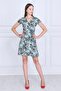 93102403 Dok.Viskon Patterned Wrap Batwing Sleeve Dress Green-Mink