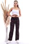 20070786 Knitted Crepe Elastic Waist Wide Leg Pants Black Flowers