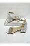 Girl's Evening Dress Shoes Cream Mother-of-Pearl Rhinestone 3 Band Graduation-Wedding Heeled Girl's Evening Dress Shoes - 2