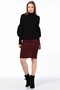 8515175 Goose Foot Patterned Elastic Waist Slit Pencil Skirt Bordo
