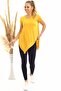 20060632 Viscose V-Neck Asymmetrical Short Sleeve Blouse Mustard - 2