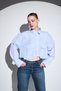 Light Blue-Large Pocket Detailed Striped Crop Shirt- 44-50 |   4030 - 3