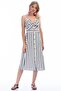 8301245 Linen Thick Striped Dress with Chest Tie Detail Black - 2